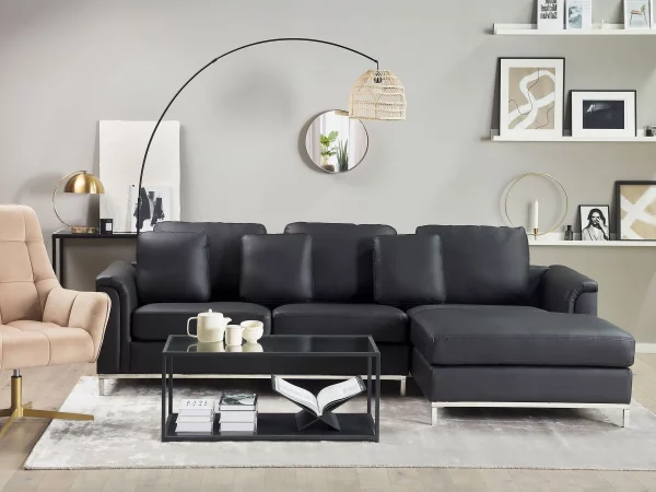Sofa Ecksofa L OSLO schwarz ohne Ottomane CH