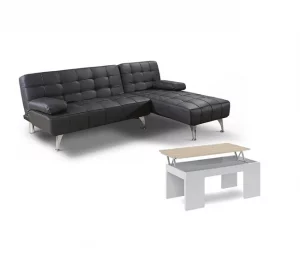 Chaise Longue Sofá Cama + Mesa de Centro Elevable