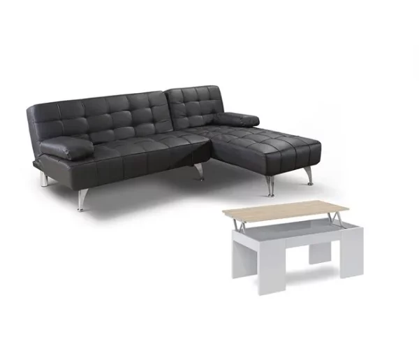 Chaise Longue Sofá Cama + Mesa de Centro Elevable