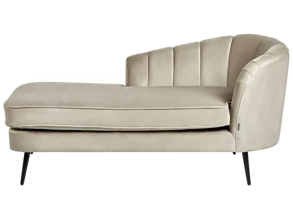 Right Hand Velvet Chaise Lounge ALLIER Beige DEF
