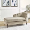 Right Hand Velvet Chaise Lounge ALLIER Beige DEF
