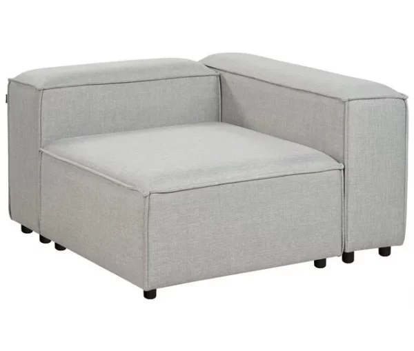 Sofá de canto modular 3 lugares com repousa-pés em tecido cinzento claro à direita ARDAL