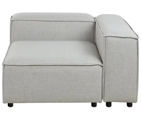 Sofá de canto modular 3 lugares com repousa-pés em tecido cinzento claro à direita ARDAL