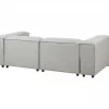 Sofá de canto modular 3 lugares com repousa-pés em tecido cinzento claro à direita ARDAL