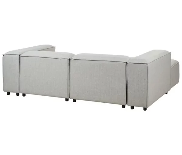 Sofá de canto modular 3 lugares com repousa-pés em tecido cinzento claro à direita ARDAL