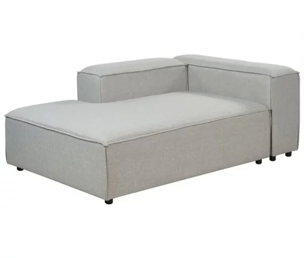 Sofá de canto modular 3 lugares com repousa-pés em tecido cinzento claro à direita ARDAL