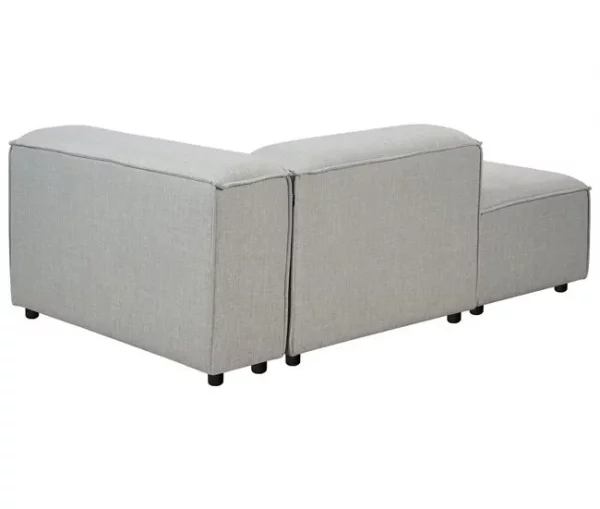 Sofá de canto modular 3 lugares com repousa-pés em tecido cinzento claro à direita ARDAL