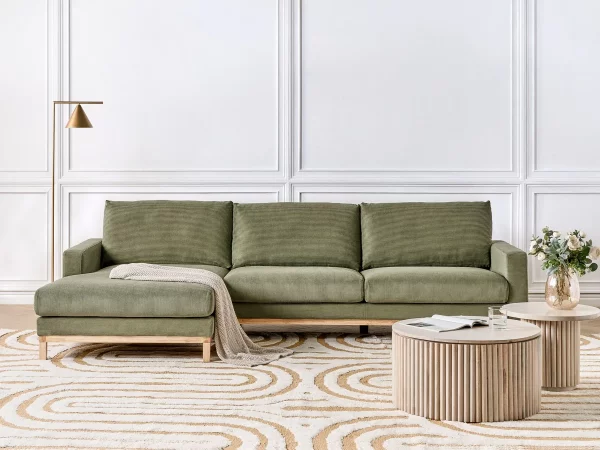 Right Cord Corner Sofa Green SIGGARD