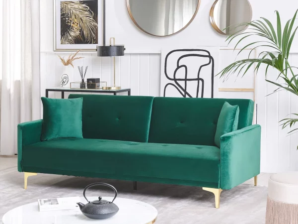 Velvet Sofa Bed Green LUCAN DEF