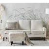 Sofá de 3 lugares com repousa-pés em bouclé branco AVESTA