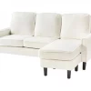 Sofá de 3 lugares com repousa-pés em bouclé branco AVESTA
