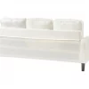 Sofá de 3 lugares com repousa-pés em bouclé branco AVESTA