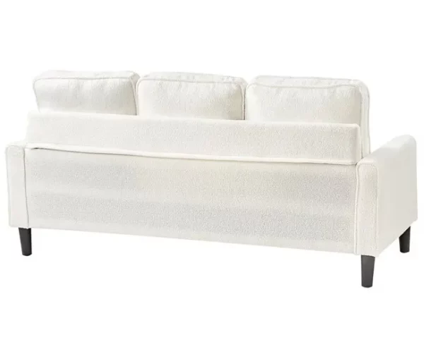 Sofá de 3 lugares com repousa-pés em bouclé branco AVESTA
