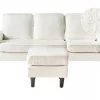 Sofá de 3 lugares com repousa-pés em bouclé branco AVESTA