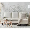 Sofá de 3 lugares com repousa-pés em bouclé branco AVESTA