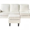 Sofá de 3 lugares com repousa-pés em bouclé branco AVESTA