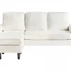 Sofá de 3 lugares com repousa-pés em bouclé branco AVESTA