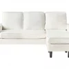 Sofá de 3 lugares com repousa-pés em bouclé branco AVESTA