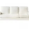 Sofá de 3 lugares com repousa-pés em bouclé branco AVESTA