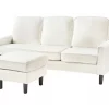 Sofá de 3 lugares com repousa-pés em bouclé branco AVESTA