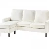 Sofá de 3 lugares com repousa-pés em bouclé branco AVESTA