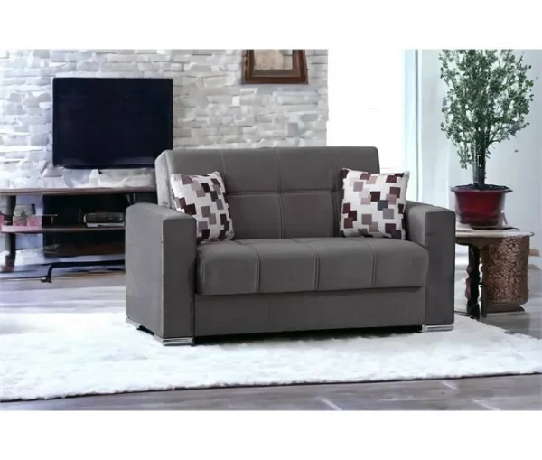 Sofá cama Dgosen, sofá cama container linear de 2 lugares, sofá da sala em tecido acolchoado com abertura click-clac, 160x85h91 cm, Cinza