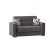 Sofá cama Dgosen, sofá cama container linear de 2 lugares, sofá da sala em tecido acolchoado com abertura click-clac, 160x85h91 cm, Cinza