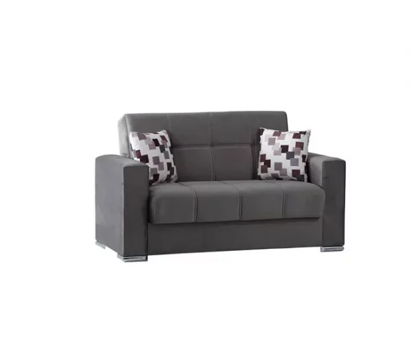 Sofá cama Dgosen, sofá cama container linear de 2 lugares, sofá da sala em tecido acolchoado com abertura click-clac, 160x85h91 cm, Cinza