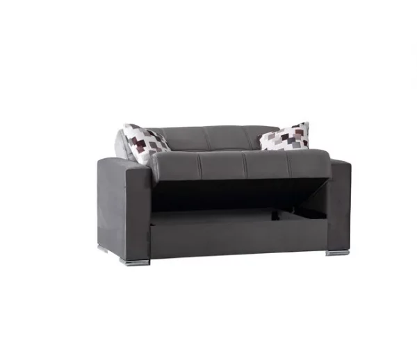 Sofá cama Dgosen, sofá cama container linear de 2 lugares, sofá da sala em tecido acolchoado com abertura click-clac, 160x85h91 cm, Cinza
