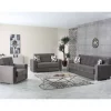 Sofá cama Dgosen, sofá cama container linear de 2 lugares, sofá da sala em tecido acolchoado com abertura click-clac, 160x85h91 cm, Cinza