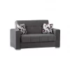 Sofá cama Dgosen, sofá cama container linear de 2 lugares, sofá da sala em tecido acolchoado com abertura click-clac, 160x85h91 cm, Cinza