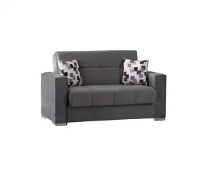 Sofá cama Dgosen, sofá cama container linear de 2 lugares, sofá da sala em tecido acolchoado com abertura click-clac, 160x85h91 cm, Cinza