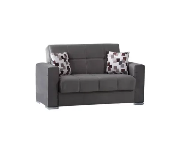 Sofá cama Dgosen, sofá cama container linear de 2 lugares, sofá da sala em tecido acolchoado com abertura click-clac, 160x85h91 cm, Cinza