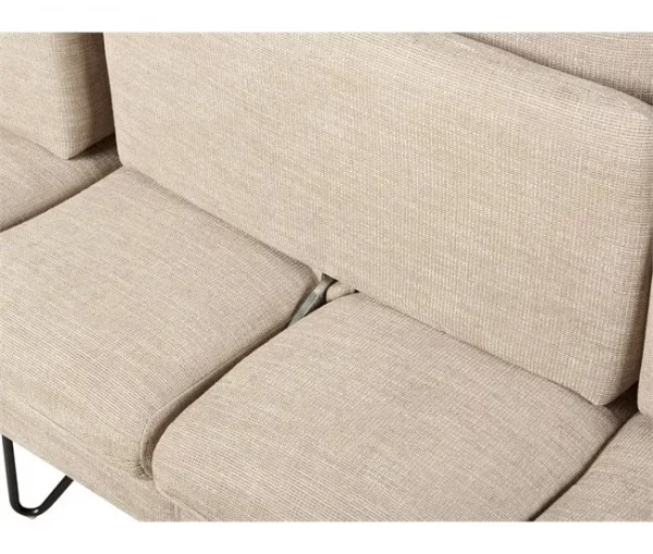 Sofá de canto 3 lugares em tecido chenille creme à esquerda SERSAN
