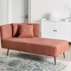 Chaise longue, RIOM, brick, fabric, left DEF