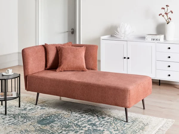 Chaise longue, RIOM, brick, fabric, left DEF
