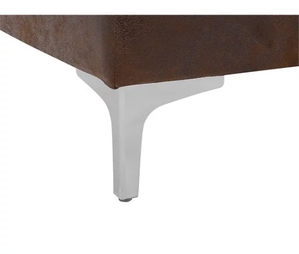 Chaise-longue reclinável em pele sintética castanha ABERDEEN