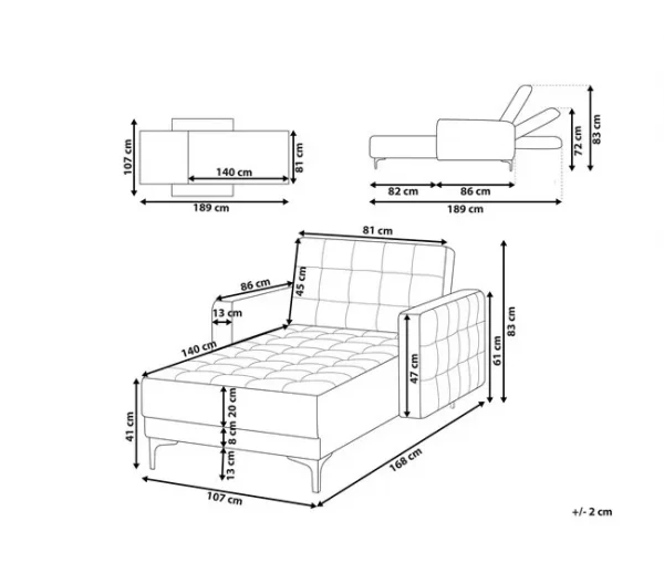 Chaise-longue reclinável em pele sintética castanha ABERDEEN