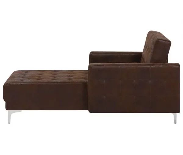 Chaise-longue reclinável em pele sintética castanha ABERDEEN