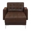 Chaise-longue reclinável em pele sintética castanha ABERDEEN