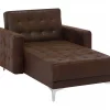 Chaise-longue reclinável em pele sintética castanha ABERDEEN