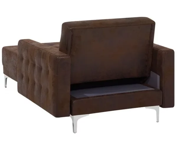 Chaise-longue reclinável em pele sintética castanha ABERDEEN