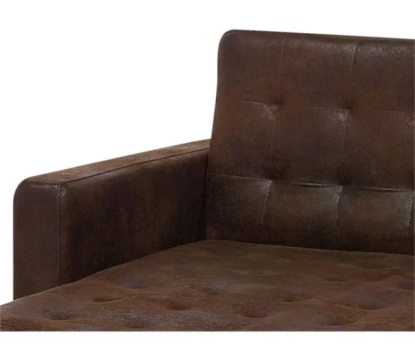 Chaise-longue reclinável em pele sintética castanha ABERDEEN