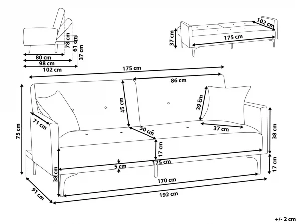 Sofa LUCAN, blue, black legs DEF