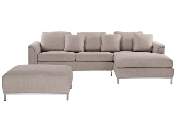 Sofa Eckofa L OSLO beige, aus Stoff CH