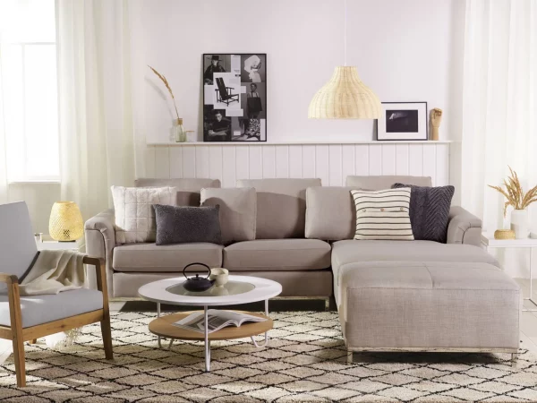 Sofa Eckofa L OSLO beige, aus Stoff CH