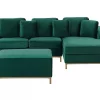 Ecksofa L OSLO Samtstoff grün mit Ottomane CH.
