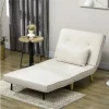 HOMCOM Poltrona 2 em 1 Sofá Cama Individual Dobrável com Encosto Ajustável e Almofada para Sala de Estar Dormitório Escritório Carga 125 kg 90x78x79 cm Bege