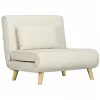 HOMCOM Poltrona 2 em 1 Sofá Cama Individual Dobrável com Encosto Ajustável e Almofada para Sala de Estar Dormitório Escritório Carga 125 kg 90x78x79 cm Bege
