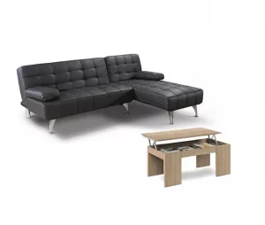 Chaise Longue Sofá Cama + Mesa de Centro Elevable